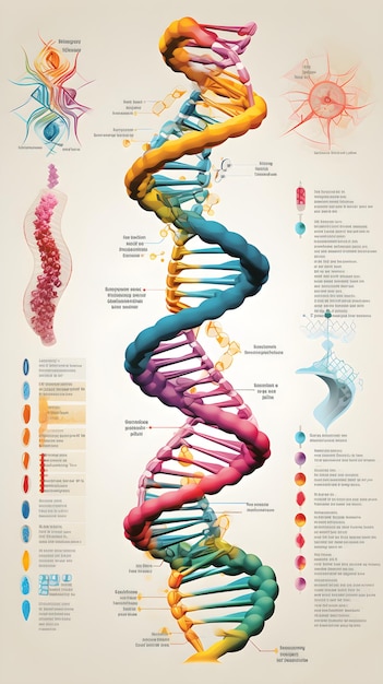 Photo educational diagram detailing dna structure and replication process in medical context