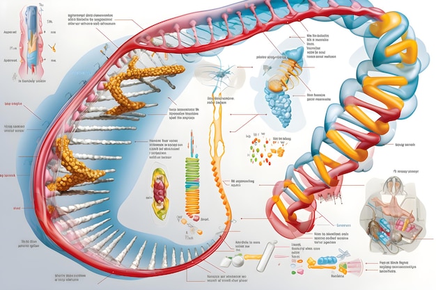 Educational Diagram Detailing DNA Structure and Replication Process in Medical Context