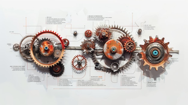 Photo educational diagram of gears with labels and descriptions for instructional use on white background