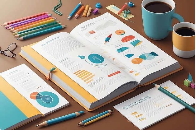 Educational illustration mockup