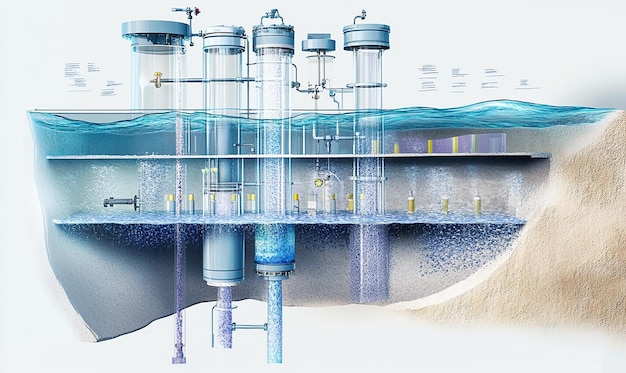 An educational image of a water filter with detailed view