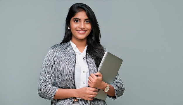 Educational Professional Indian Female School Teacher with Laptop