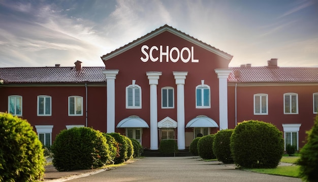 Educational School Building Background for Back to School Themes