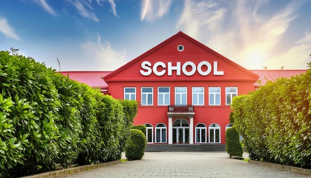 Educational School Building Background for Back to School Themes