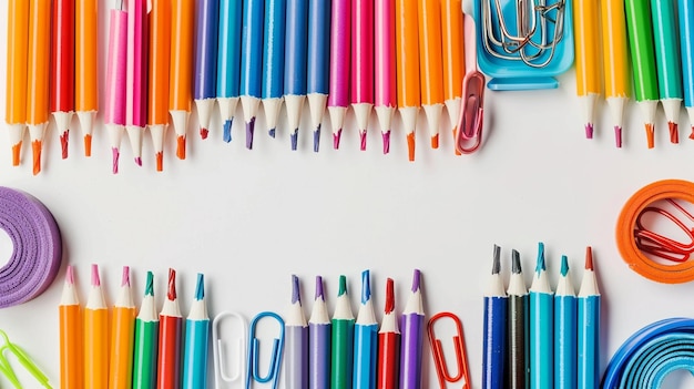 Educational stock photo of glue sticks in a straight line border