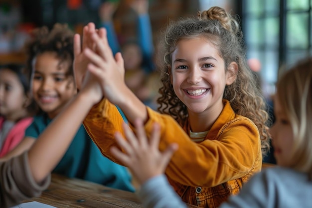 A educator and student exchanging high fives Generative Ai