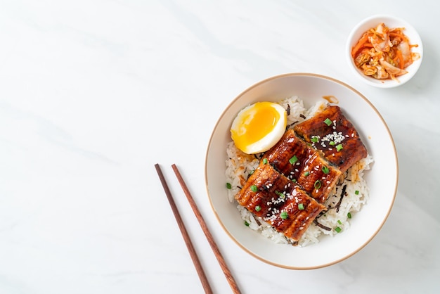 Eel rice bowl or unagi rice bowl