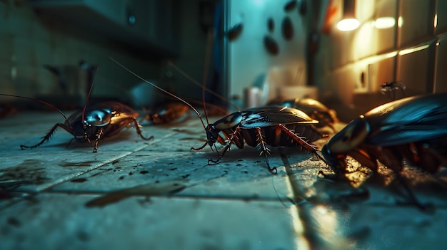 Eerie Cockroaches Lurking in Neglected Kitchen Corner Importance of Cleanliness and Pest Control Highlighted