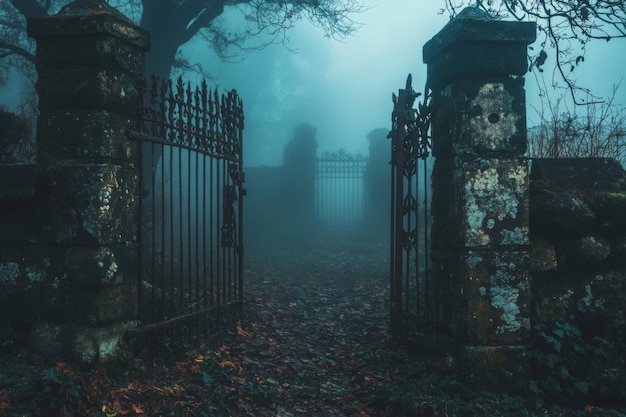 An Eerie Gate to a Foggy Unknown Path