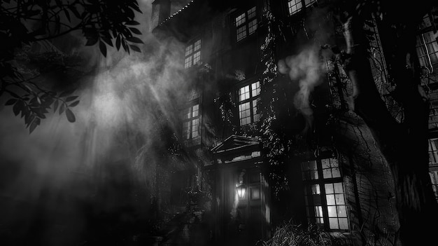 Photo eerie haunted houses and creepy landscapes for halloween horror themes