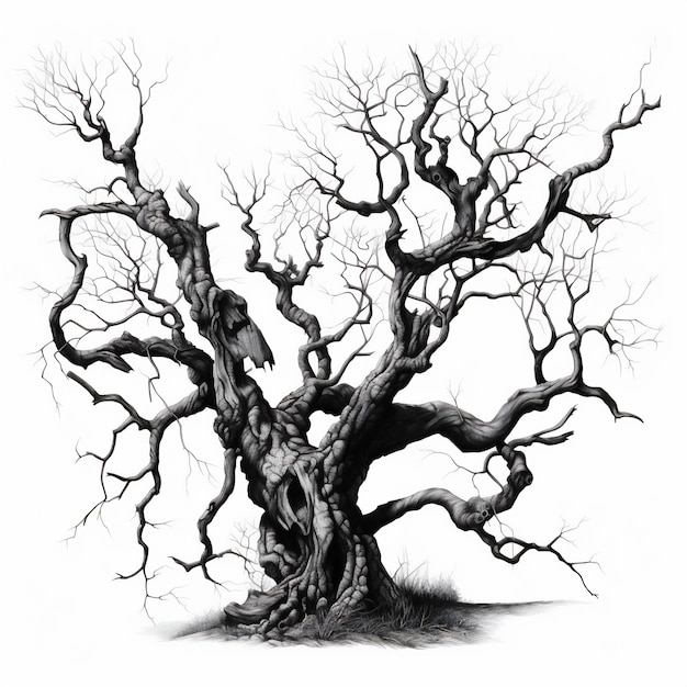 Eerie and intricate tree branches forming gnarled patterns ideal for halloween and gothic themes