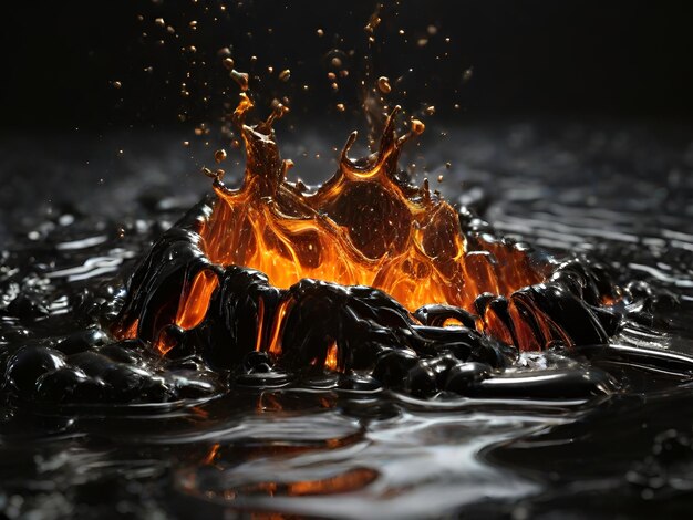 The effect of splashing hot liquid fire