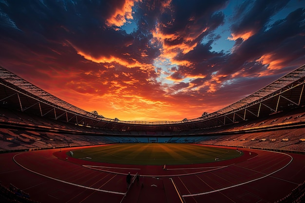 Effervescent stadium athletes ready for action at dawn generative IA