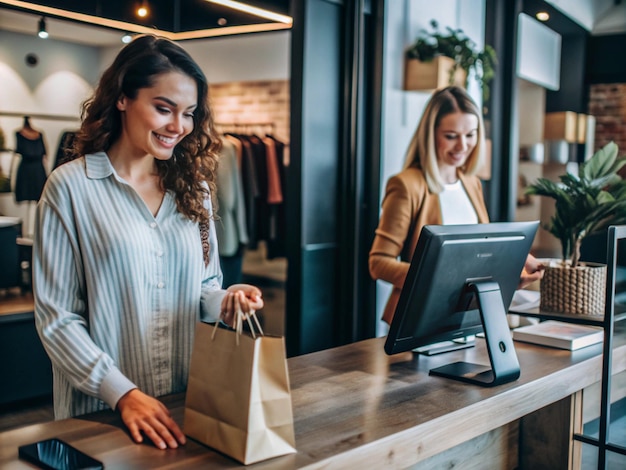 Photo efficient clickandcollect service customer picking up online order from store