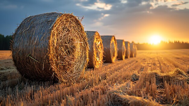 Photo efficient farming with silage haylage hay generative ai