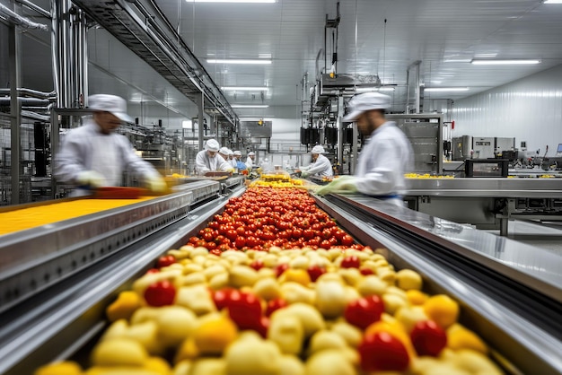 Efficient Food Processing Workers Streamline Fruit and Vegetable Packaging