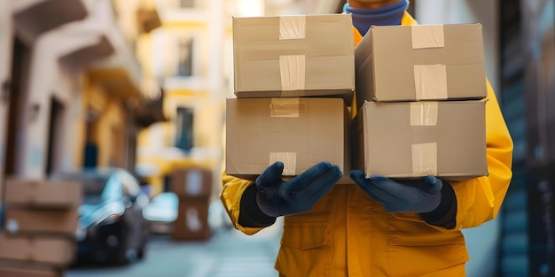 Efficient and Professional Delivery Personnel Ensure Timely Distribution of Boxes Concept Logistics Management Delivery Efficiency Timely Distribution Professional Personnel Box Fulfillment