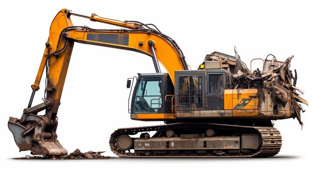 Efficient Scrap Recycling Crane on White Background