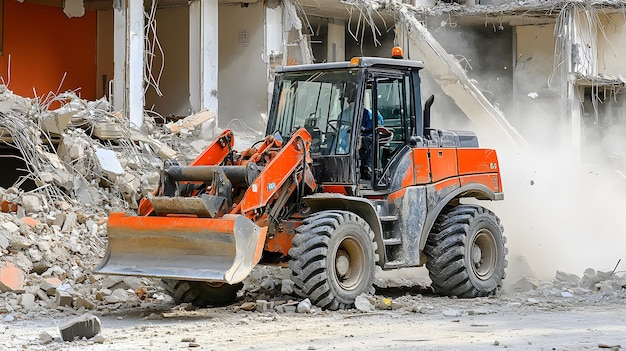 Photo efficient skid steer loaders compact heavy machinery for earthmoving construction and grading