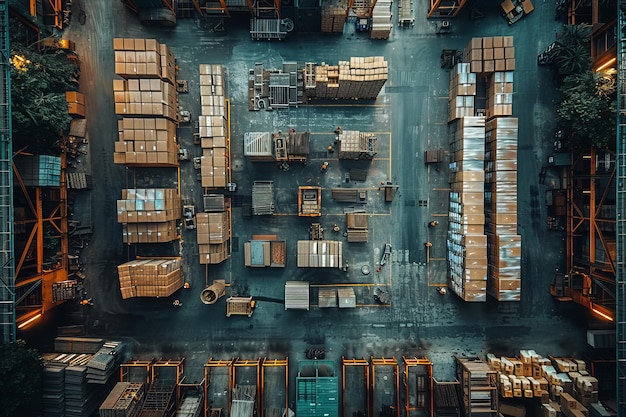 Photo efficient warehouse operations with forklift and cardboard boxes generative ai