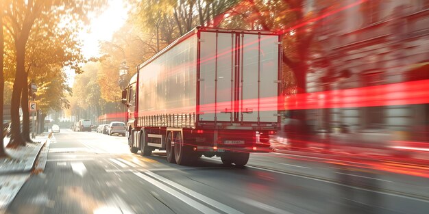 Photo efficiently deliver packages with a modern large truck for maximum capacity concept truck delivery efficient service large capacity modern fleet package shipping