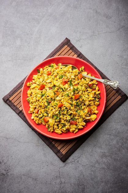 Egg bhurji also known as Masala Anda Bhurji is a scrambled eggs dish which is a popular Indian str