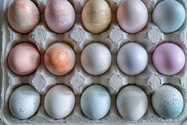 Egg Carton with Colorful Easter Eggs