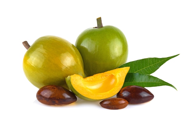 Egg fruit Canistel Yellow Sapote Pouteria campechiana Kunth Baehni isolated on white background