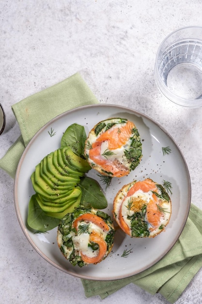 Egg muffins with salmon spinach and cheese