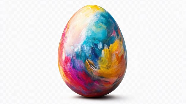 Photo an egg painted randomly with multiple colors transparent background png hd