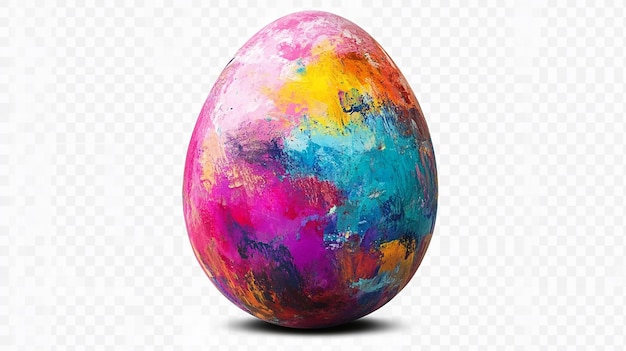 an egg painted randomly with multiple colors transparent background png hd