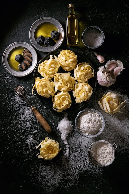 Egg pasta served with truffles