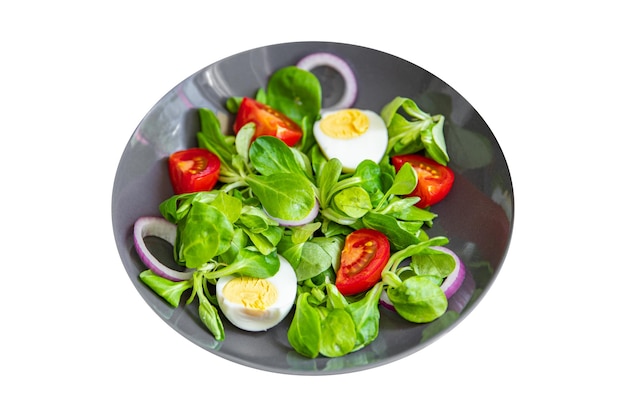 egg salad vegetable  tomato, onion, leaves lettuce green mix fresh healthy meal food snack diet