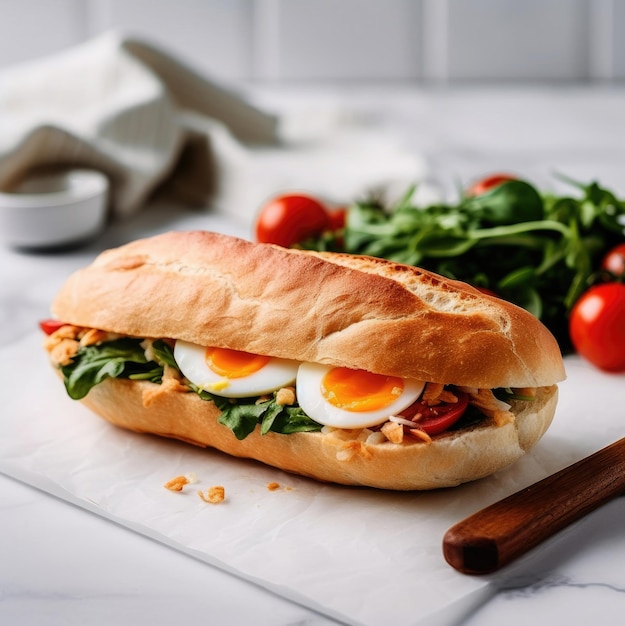 Egg sandwich of ciabatta