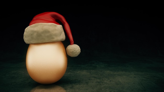 egg santa hat isolated 3d rendering