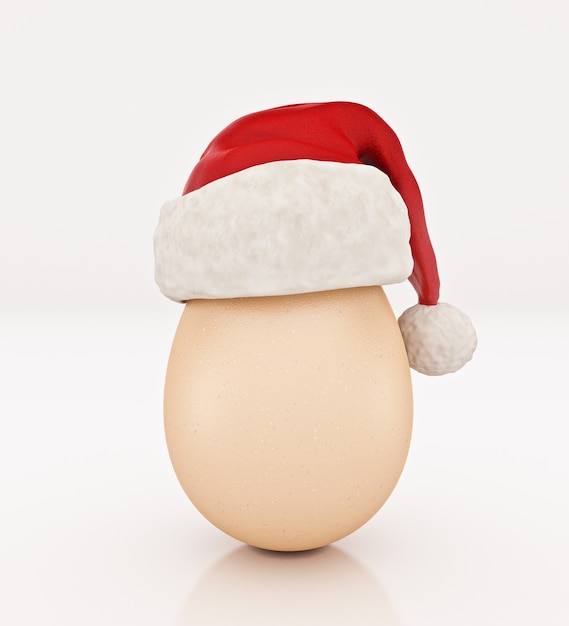 egg santa hat isolated 3d rendering