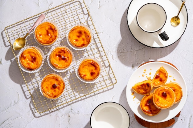 Egg tart, traditional Portuguese dessert, pastel de nata.