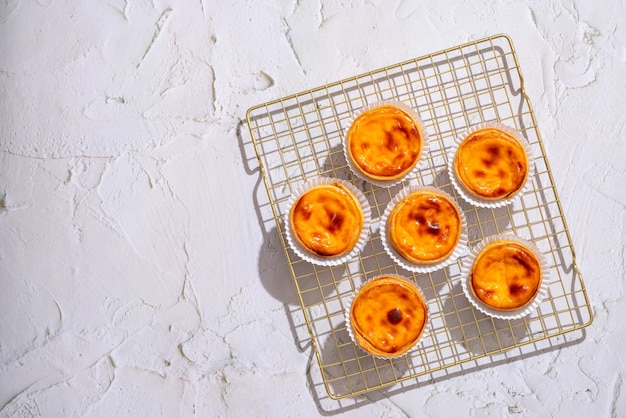 Egg tart, traditional Portuguese dessert, pastel de nata.