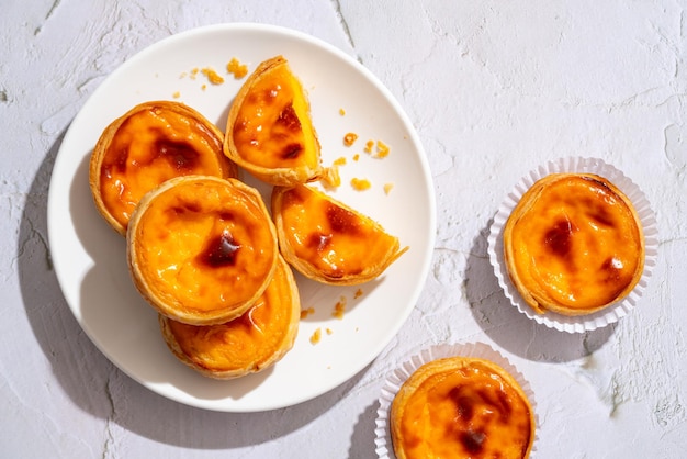 Egg tart, traditional Portuguese dessert, pastel de nata.