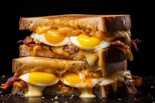 Photo egg topped grilled cheese sandwich style