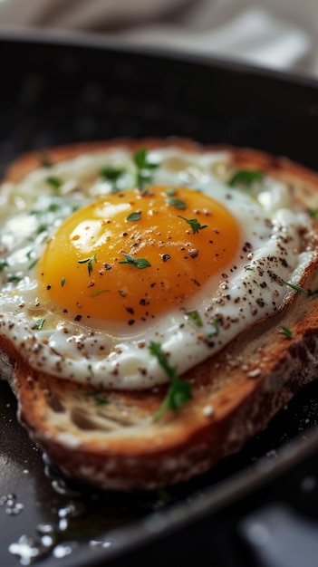 an egg with an egg on top of it is on a toast