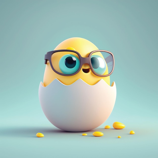 A egg with glasses and a smile on it