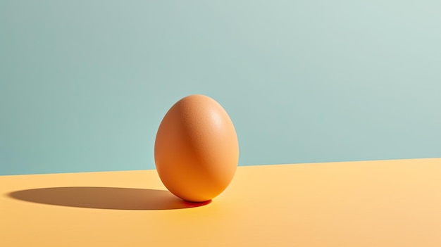 An egg on a yellow and blue background