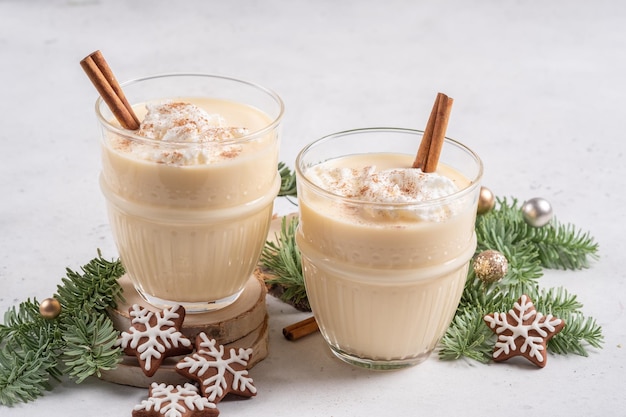 Eggnog traditional christmas drink spiced eggmilk cocktail