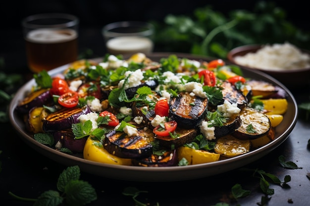 Photo eggplant in a colorful salad