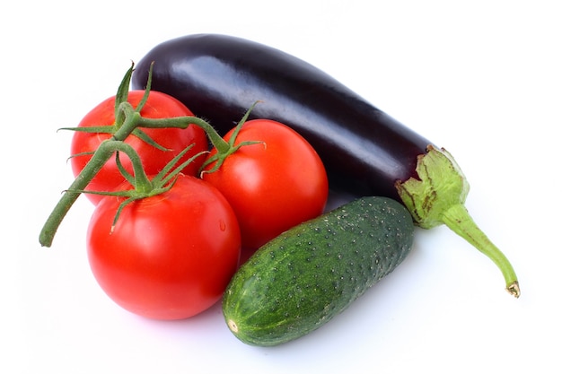 Eggplant, cucumbers and tomatoes isolated isolated