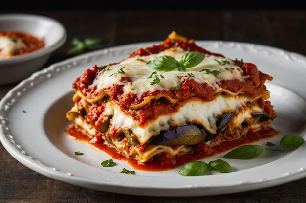 Eggplant lasagna with ricotta mozzarella and marinara sauce