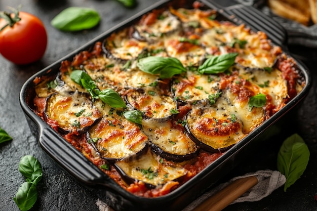 Photo eggplant parmesan in rich and creamy tomato sauce photo