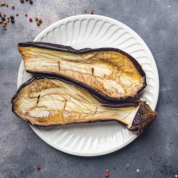 eggplant vegetable baked fresh dish healthy meal food snack on the table copy space food background