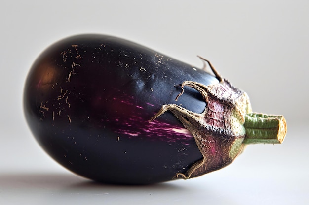 Eggplant on a white background Closeup selective focus